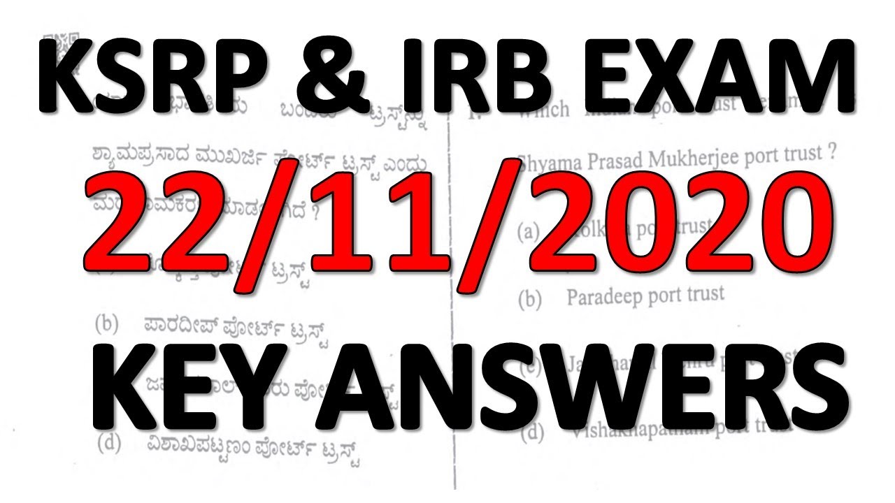KSRP & IRB EXAM - 22/11/2020 KEY ANSWERS