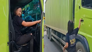 Handsome young truck driver || Orange Fuso truck suffered two breakdowns
