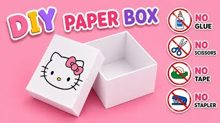 DIY Hello Kitty Paper box | No Glue No Scissors craft | Origami paper box for kids