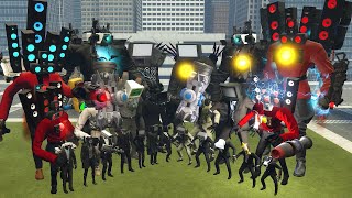 ALL TITANS ARMY VS INFECTED UPGRADED TITAN CAMERAMAN AND ALL INFECTED TITANS In Garry's Mod