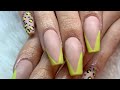 Gel Nail Tutorial| Nail refill |neon yellow V tips