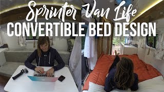 Custom Slide-out Couch / Convertible Sofa Bed in a 144" Sprinter Camper Van
