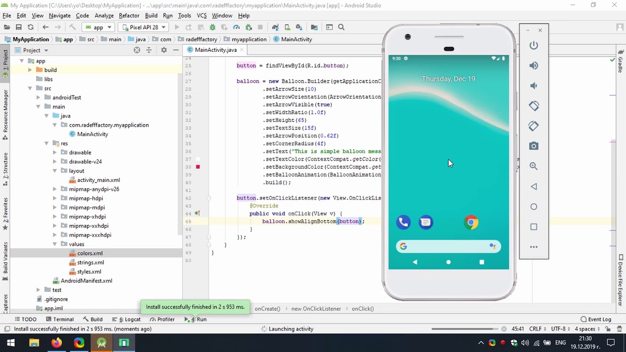 Using Balloon library in Android Studio - YouTube
