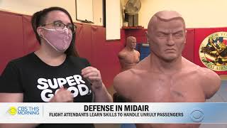 Flight attendants practice self defense training amid spike in unruly passengers