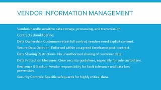 21 Vendor Agreements and Vendor Information Management