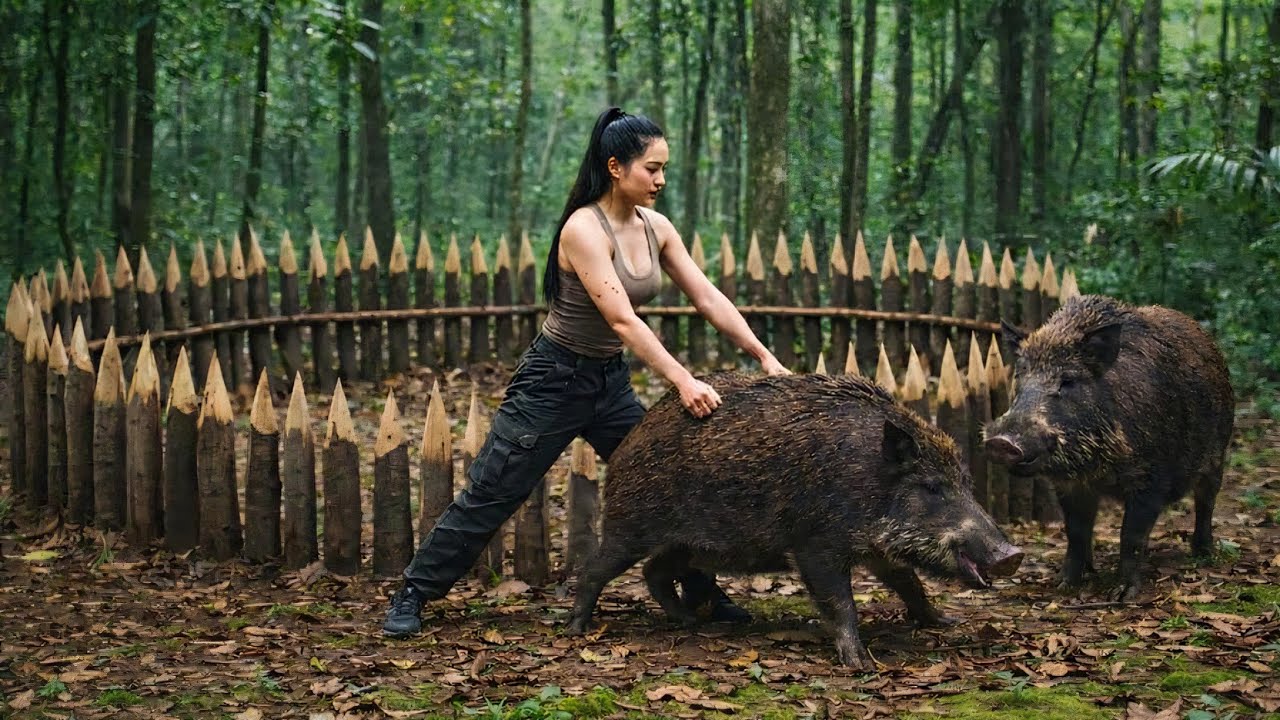After 48 hours of tracking… I finally caught a wild boar and brought it back to tame. | Tiểu Nhi