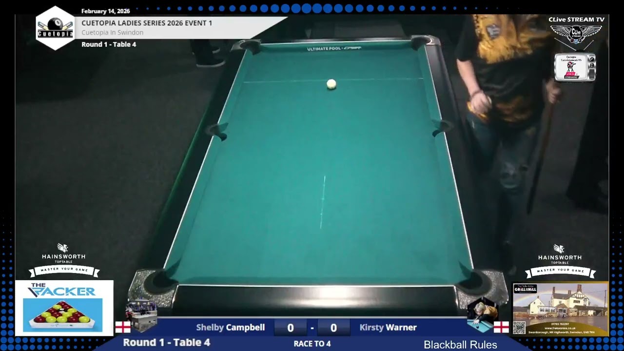 Cuetopia's Ladies Series 2026 Event 1 Shelby Campbell v Kirsty Warner