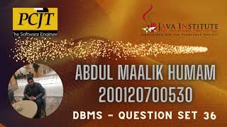 DBMS - Question Set 36 | Java Institute | Abdul Maalik Humam