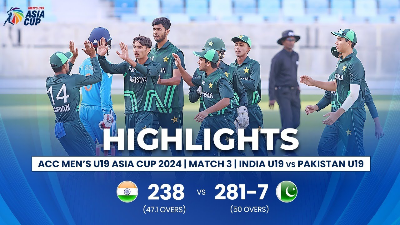 India U19 vs Pakistan U19 | ACC Men's U19 Asia Cup | Match 3 - YouTube