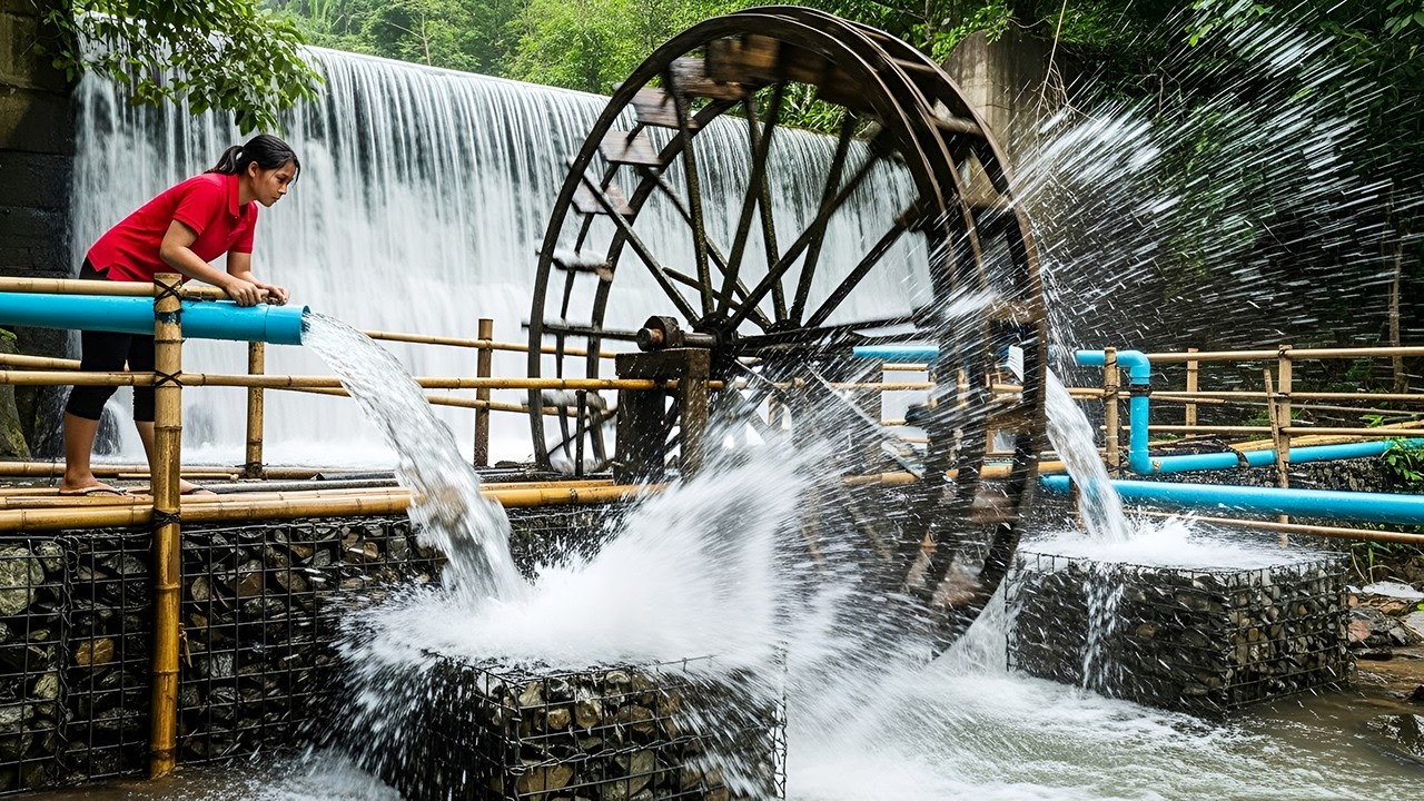 CEO Girl Leaves the City to the Forest – Building a Giant Water Wheel System from Start to Finish