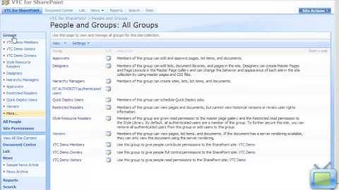 SharePoint 2007 Training Video: View what Permissions and Areas a Group can Access
