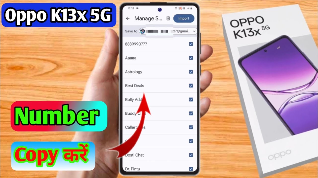 how to copy contacts oppo k13x, oppo k13x number copy kaise karen
