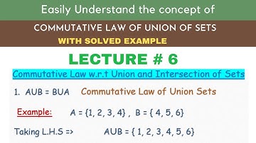 Commutative law of union of sets | Class 8th kpk textbook commutative law of union of set example