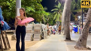 [4K] Beach Road Pattaya! Thailand nightlife street walk around. So Many pretty freelancers!