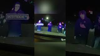 Masked Mob Attacks Police Car With Officer Inside During Illegal Street Takeover #shorts