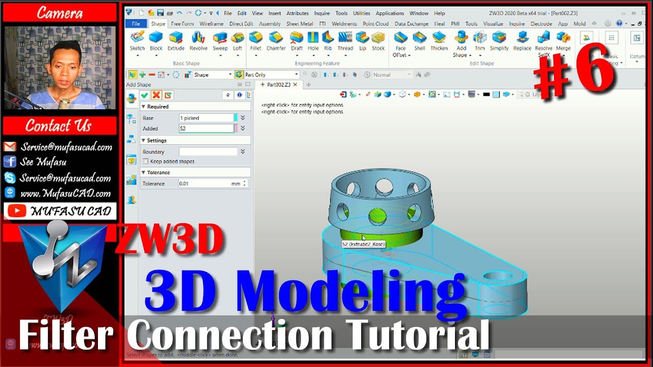 ZW3D 2020 3D Modeling Filter Connection Tutorial For Beginner