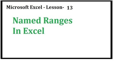 Excel   Named Ranges  in Excel  Hindi  Urdu   Lesson 13