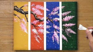 4 Piece Painting / Cotton Swabs Painting Technique #478