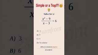 Algebra Equation Challenge | Solve (x² − 9)/(x − 3) = 6 #maths #mathproject #mathpix