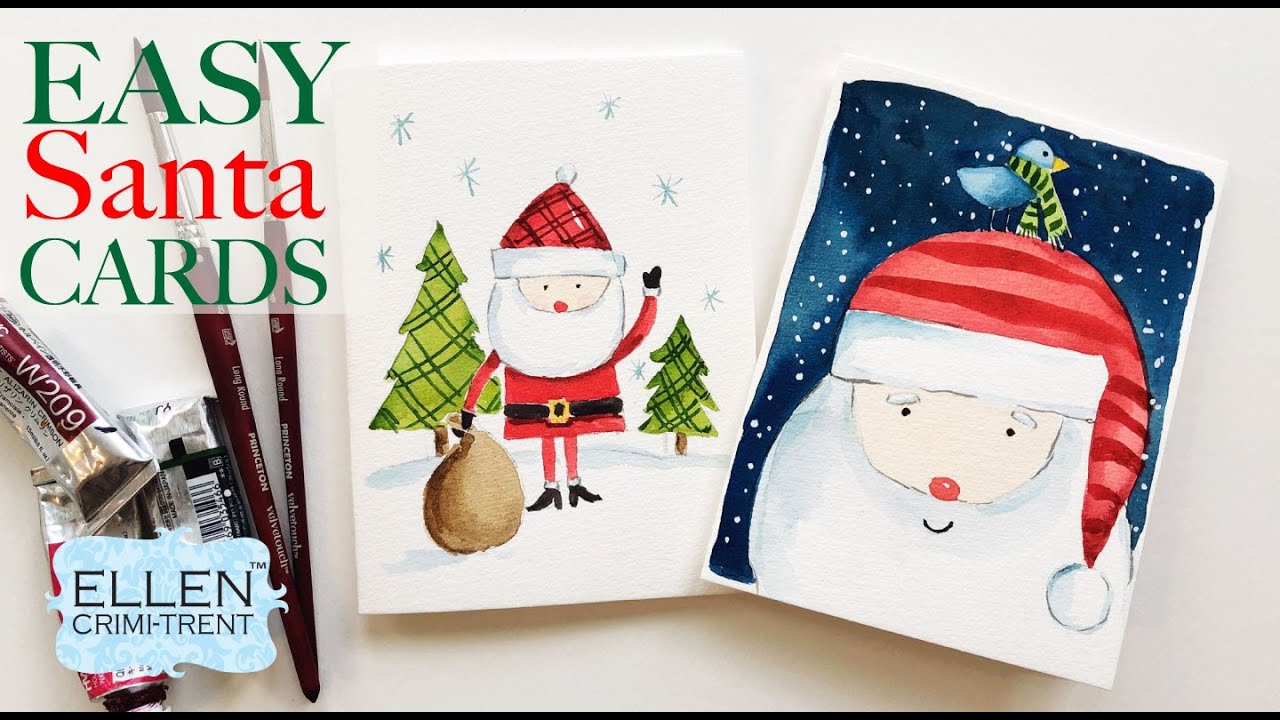 EASY Santa Christmas Cards for Beginners - YouTube