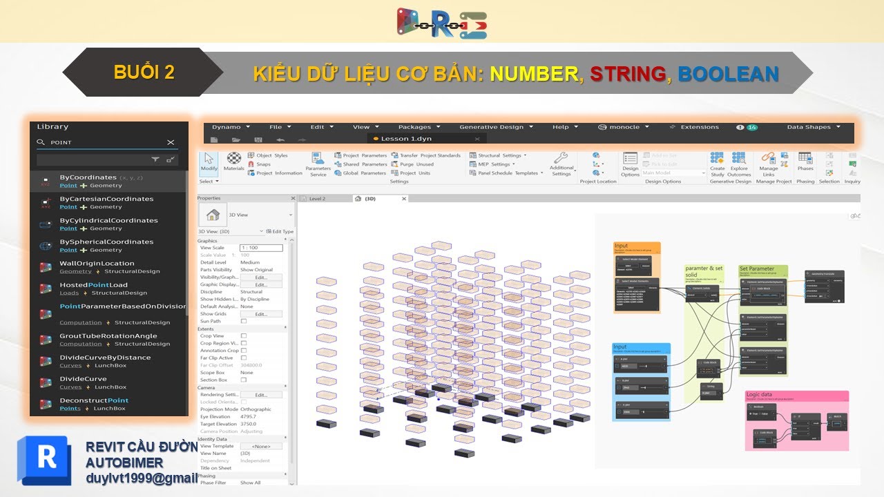Dynamo Revit cầu đường Buổi 2: Các kiểu dữ liệu cơ bản trong Dynamo ...