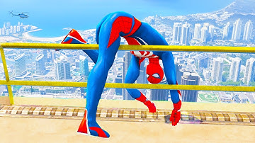 SPIDERMAN CRAZY JUMPS/FALLS #61 (GTA 5 Spider-Man Fails)