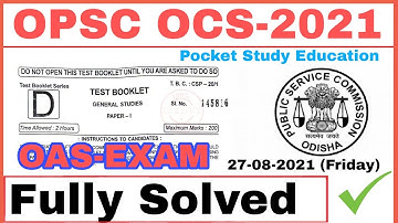 OCS OAS (OCS) Odisha 2020 Answer Key with Solution | OPSC Prelims 2020 !!Fully solved