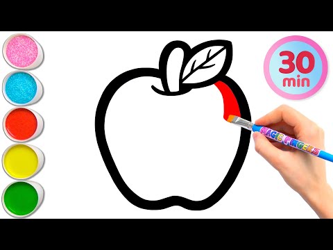 Çocuklar için Elma ve 8 Farklı Meyve Çizimi ve Boyaması | Meyveleri Öğrenelim #309