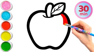 Apple and 8 More Fruits Drawing, Painting, Coloring for Kids and Toddlers | Learn Fruits #309 screenshot 3