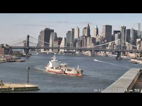 NYC Live Cam - Brooklyn Bridge & Manhattan Bridge, East River 2026-10-13 12AM ET