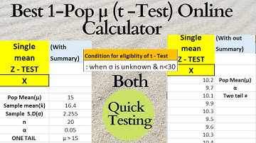 One Sample mean(t test) | Online Calculator | Quick hypothesis Testing
