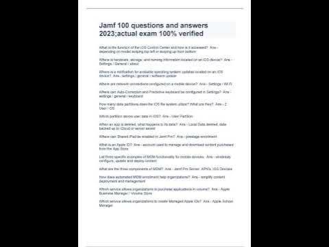 Jamf 100 questions and answers 2023;actual exam 100% verified - YouTube