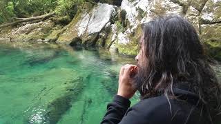 Playing a nguru Maori flute