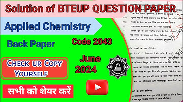 Solution Of Apllied Chemistry #bteup #backpaper #solution #diploma #recheck @AmplitudeStudies2.0