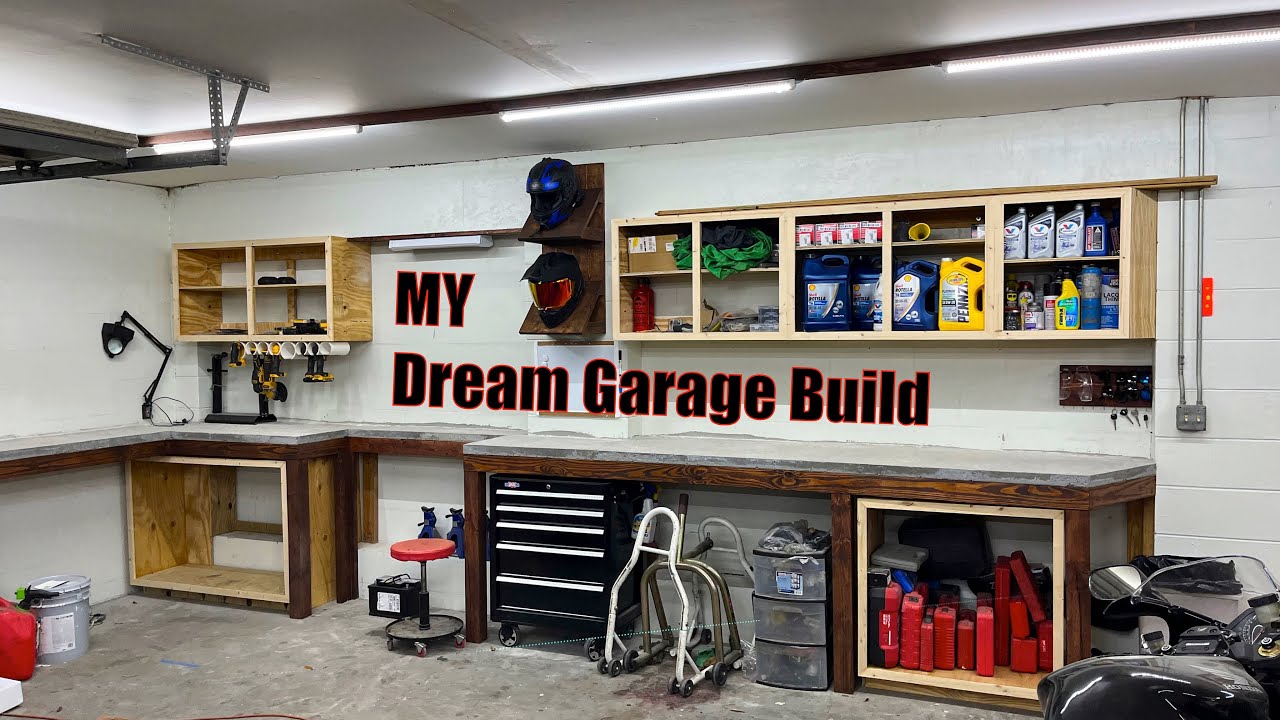 Building my DREAM garage (Part 2 LED install/ building cabinets) - YouTube