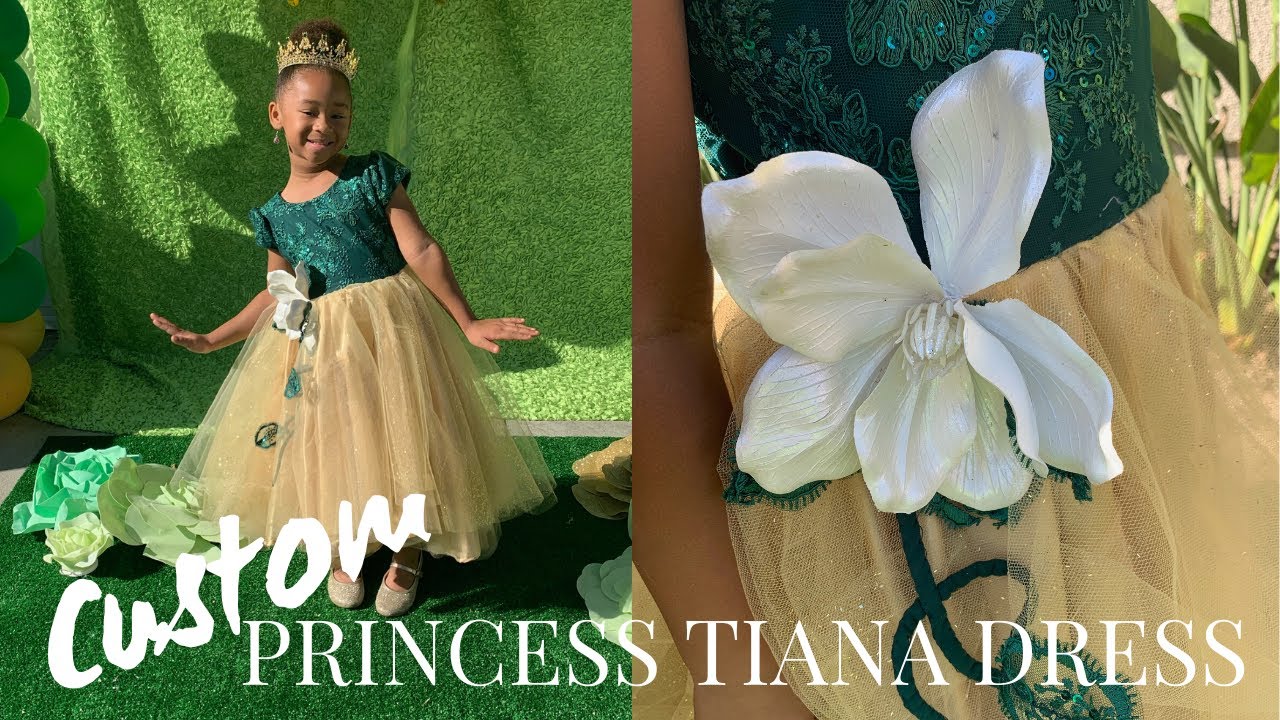 open lace back dress Tiana Costume For Girls, Kids Prinecss Tiana Dress Cosplay Birthday  Halloween Party Carnival Fairy Fancy Dress Up Princess and the Frog Dress  Costume with Accessories Green+accessories 6-7 Years: Buy Online at Best