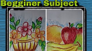 #BegginerSubjectDrawing .Flowers Pot & FruitsGallery pair 1-4 students 