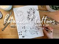 Botanical tattoo design step by step  pen  ink drawing tutorial