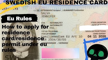 How to apply for Swedish EU Residence card/Residence permit under EU rules for non EU citizen