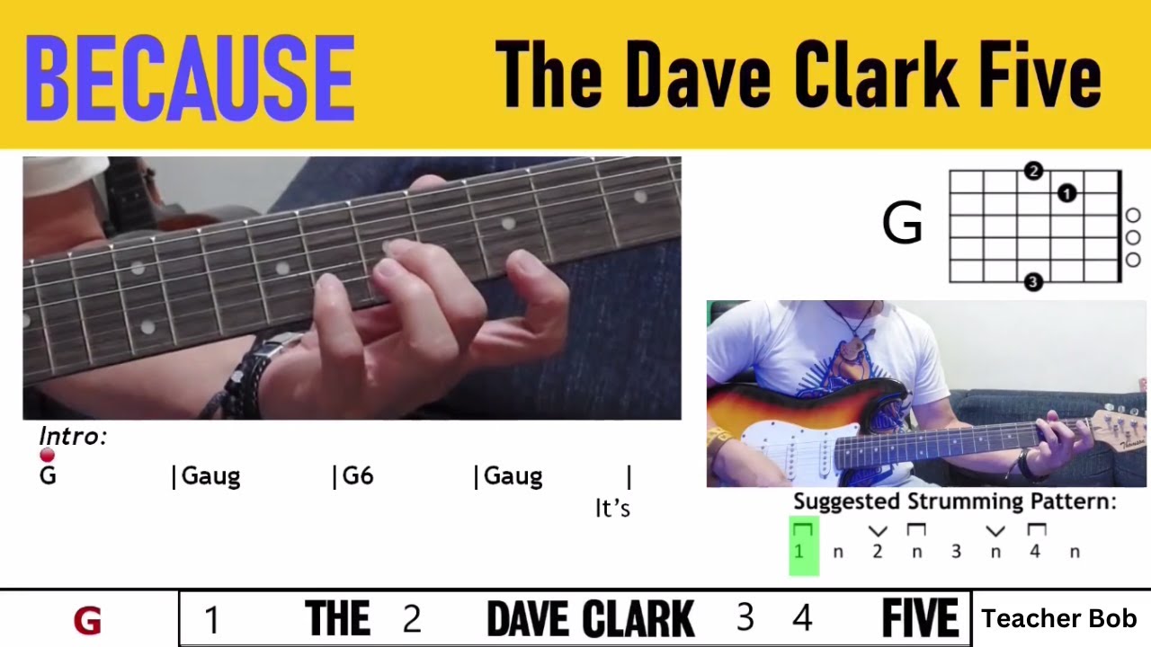 BECAUSE by The Dave Clark Five - Play Along Guitar Chords & Lyrics with Performance Video ​