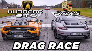 Lamborghini Huracán STO vs. Porsche GT2 RS | DRAG RACE | Daniel Abt