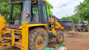 JCB 3DX eco Loading Cow farm Dung in Swaraj Tractor | jcb video | jcb tractor