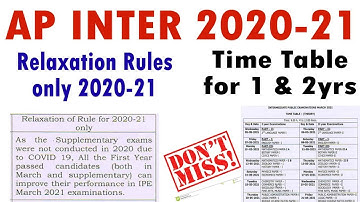 ap inter 2020 21 time table | ap inter 2020-21 Relaxation Rules ?