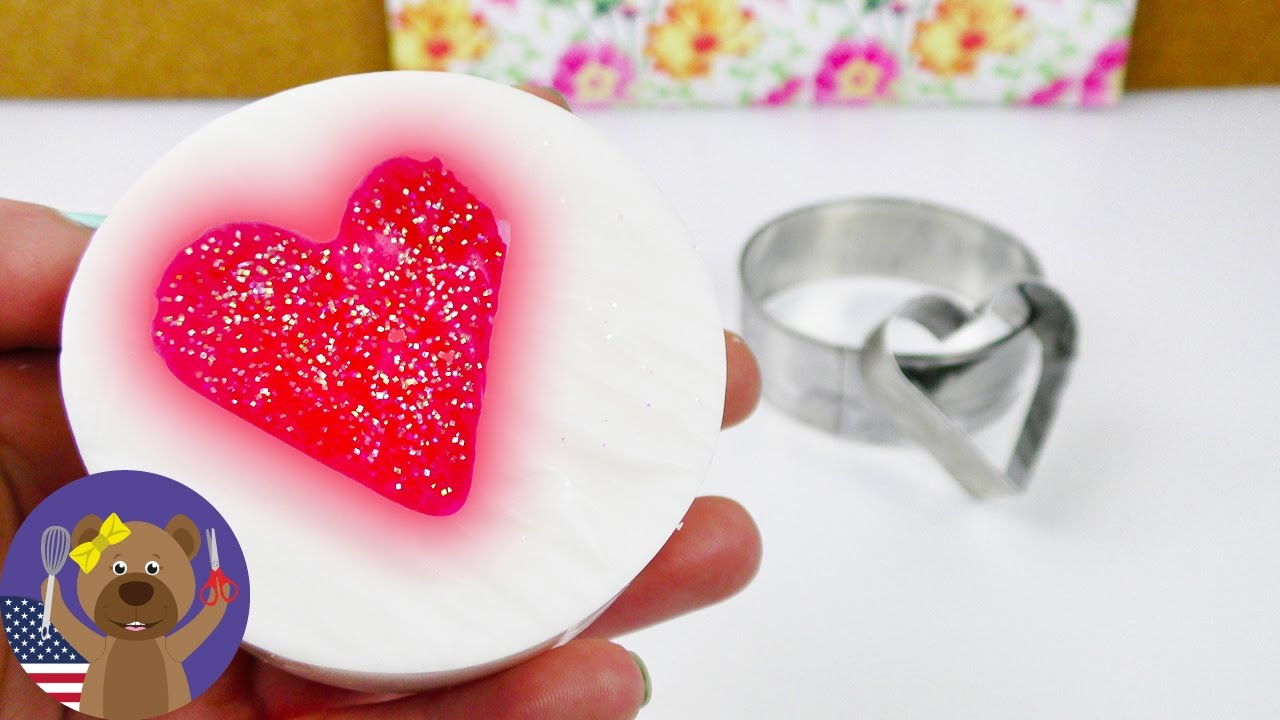 DIY Soap with a GLITTER HEART Soap out of Cookie Moulds Gift Idea