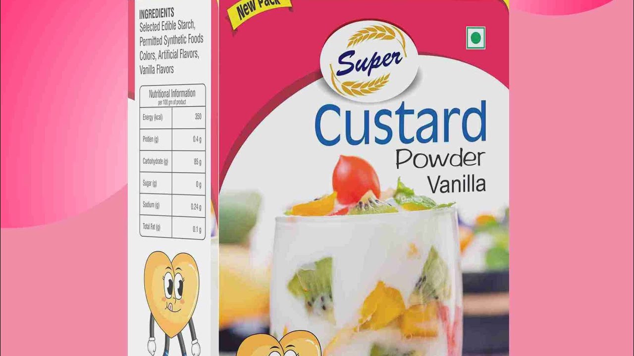 Custard Powder Box Design with 3D Mockup 