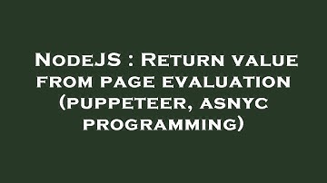 NodeJS : Return value from page evaluation (puppeteer, asnyc programming)