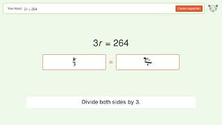 Solve 3r=264: Linear Equation Video Solution