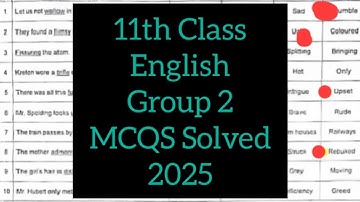 1st year English solved mcqs group 2 paper 2025 11th Class English mcqs solved paper group 2 2025