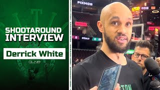 Derrick White Reacts to Kristaps Porzingis Shooting | Celtics Pregame Interview