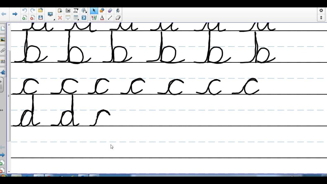 Cursive Handwriting Review for a, b, c and d - YouTube